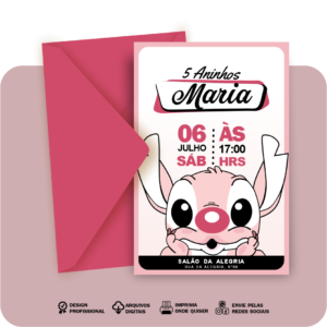 Arte Convite 003 - STITCH ROSA